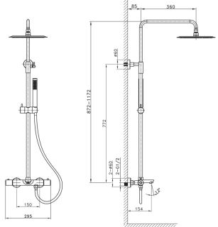 Душевая стойка Raiber Graceful RPB-007 с термостатом чёрный матовый